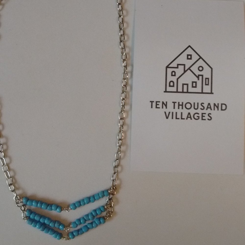 Ten Thousand Villages light blue beaded Necklace